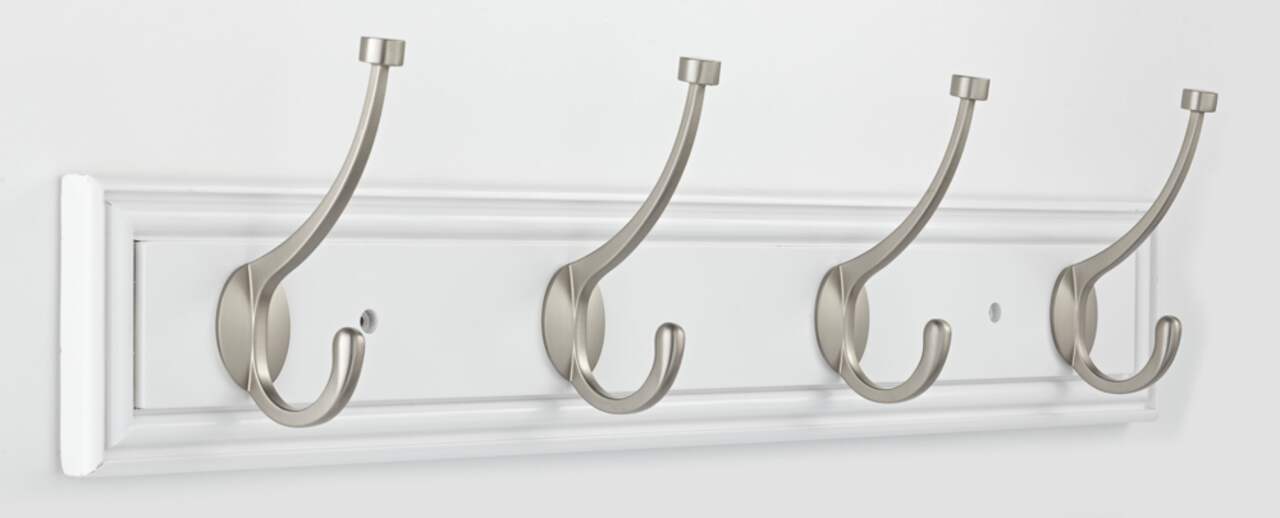 CANVAS Galena Stainless Steel 4-Hook Pill Top Rail, White/Silver, 27-in