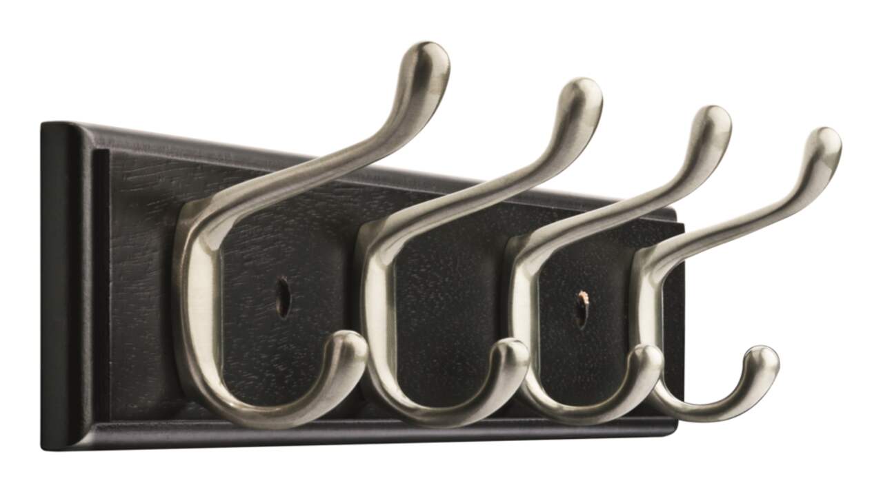 Peerless Stainless Steel 4-Tri Hook Rail, Black/Nickel, 15.85-in