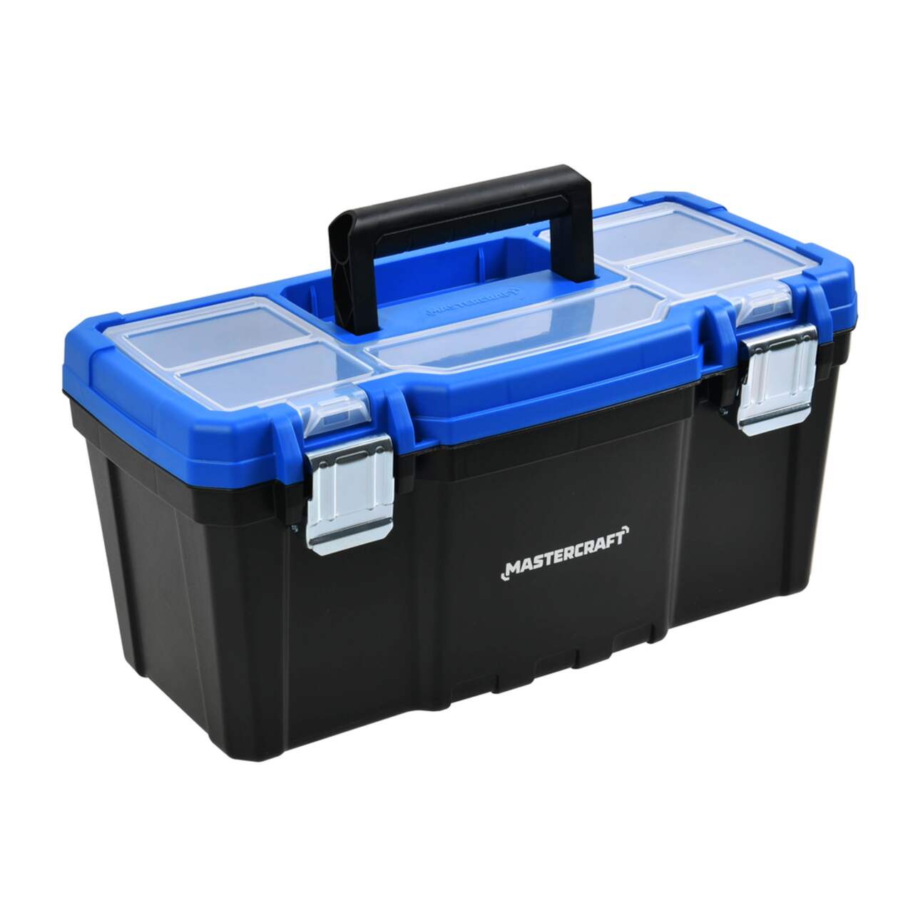 Mastercraft Portable Plastic Tool Box w/ Removable Tray & Tray Top