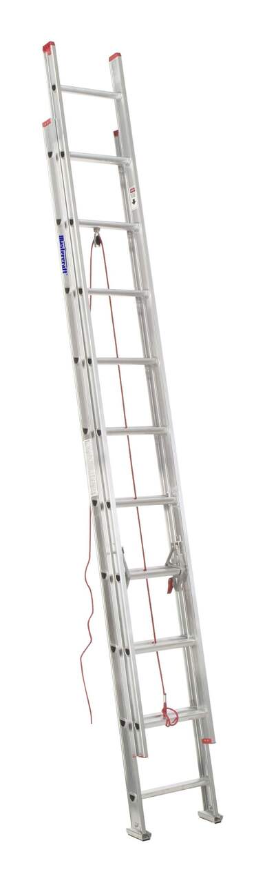 Mastercraft Grade 3 Aluminum Extension Ladder, 200-lb, 20-ft