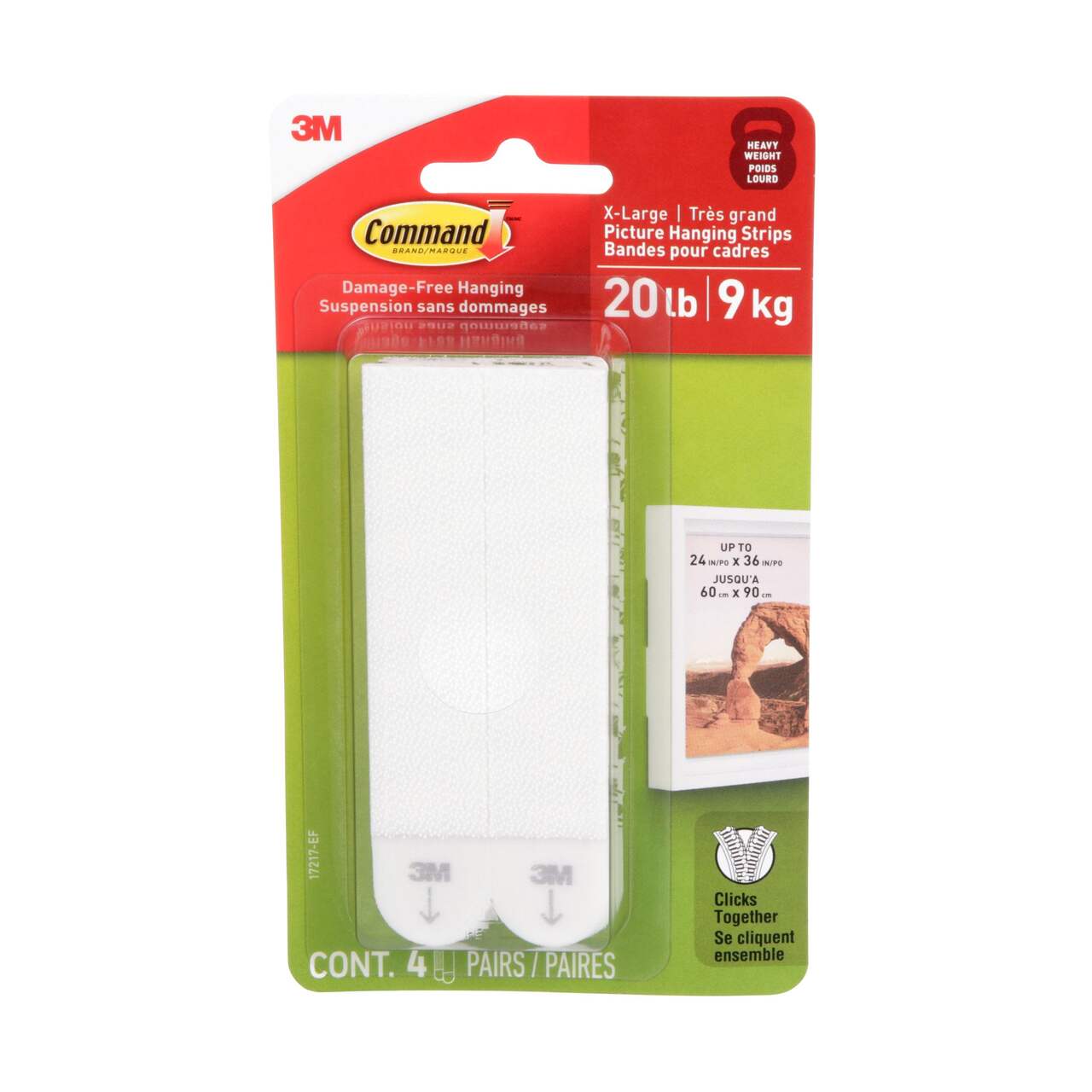 Command™ 20-lb White Picture Hanging Strips, Pairs, X-Large Strips