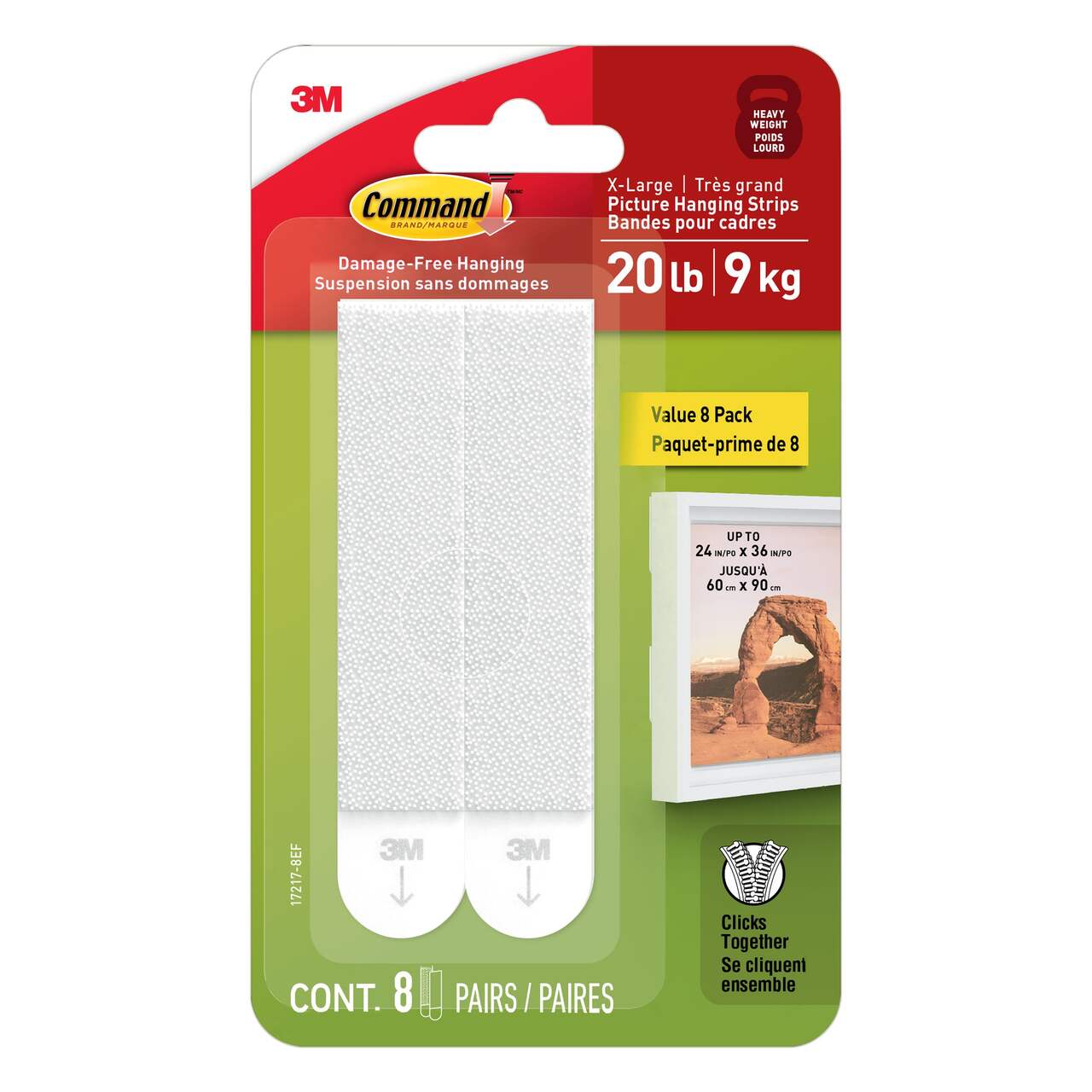 Command™ 20-lb White Picture Hanging Strips Value Pack, 17217-8EF | 8  Pairs, X-Large Strips