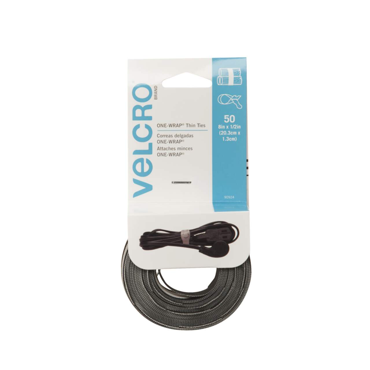Velcro Brand Hook-and-Loop Cable Tie,8 in,Black,PK900 170091 
