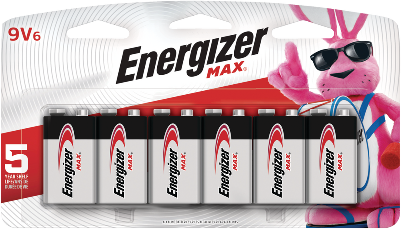Energizer Max 6-pk 9V / 9 Volt Alkaline Batteries, Long Lasting, All Purpose