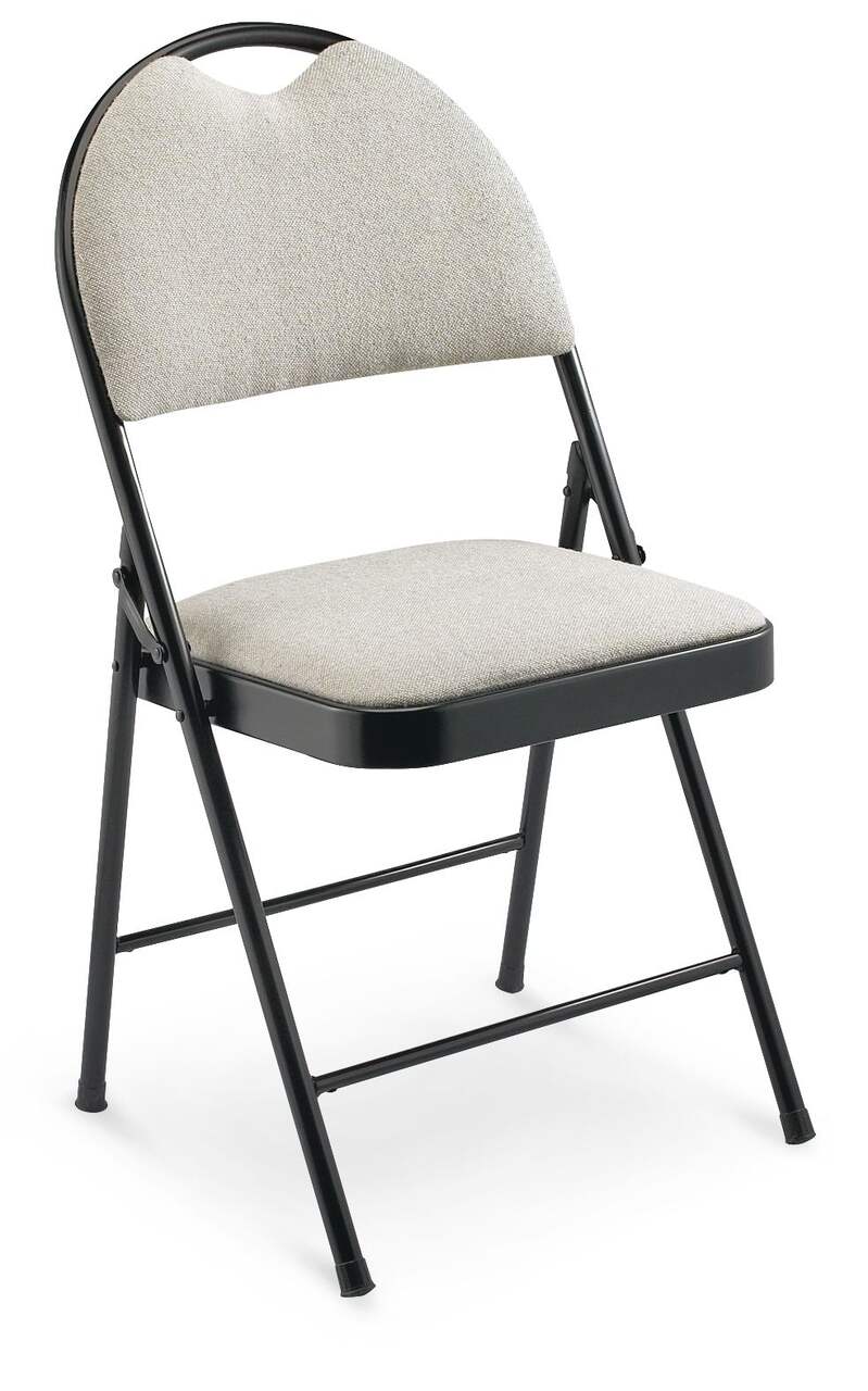 For Living Portable High-Back Upholstered & Padded Metal Folding Chair,  Beige
