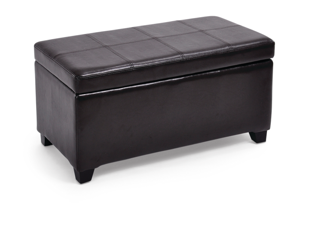 For Living Upholstered Hinge-Top Storage Ottoman/Bench With Padded Seat,  Espresso Brown