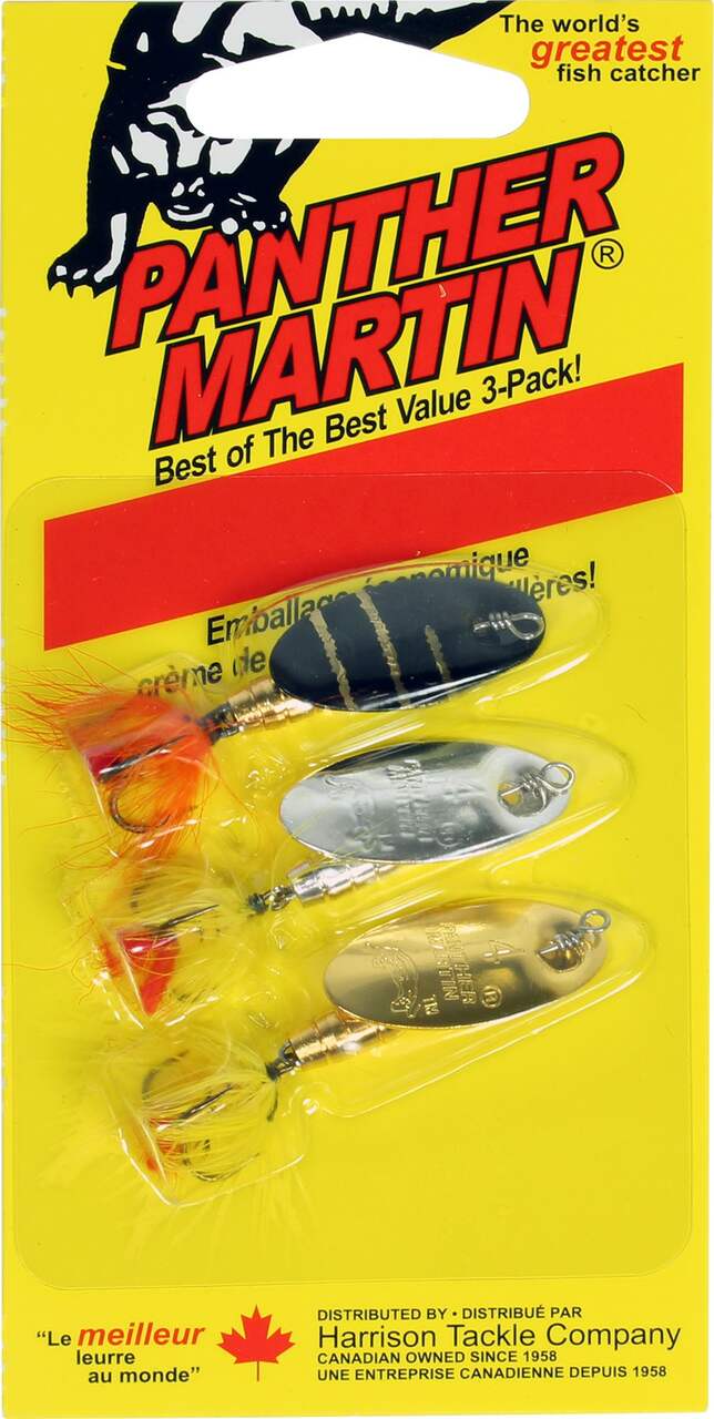 Panther Martin Deluxe Spinner with Fly, Treble Hook #4, 3-pk