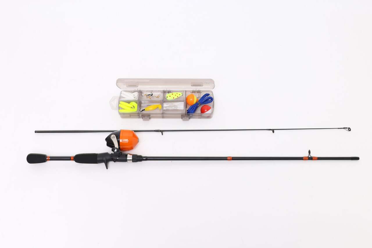 Red Wolf Universal Spincast Fishing Rod and Reel Combo with Tackle Kit,  Medium, Right Hand, 5.6-ft, 3-pc