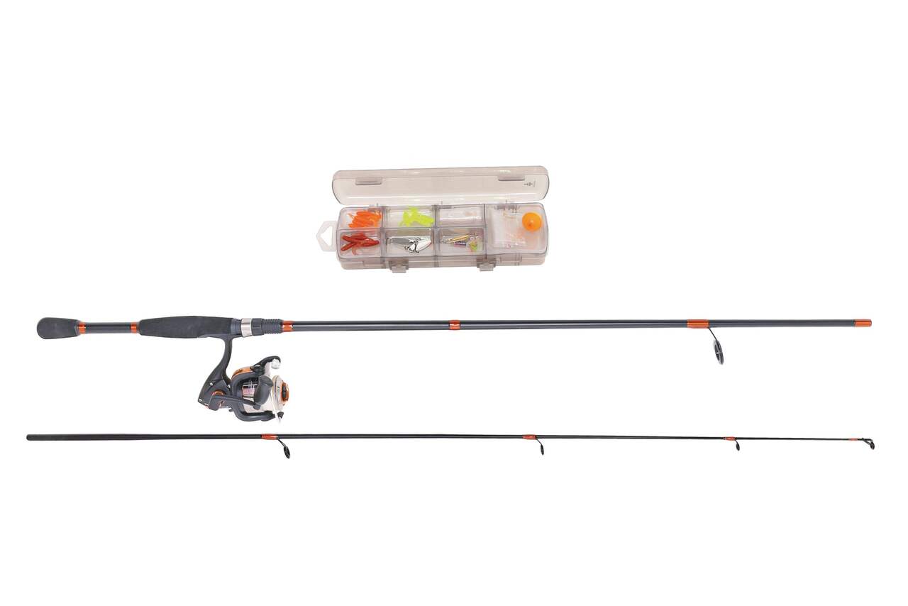 Red Wolf Trout Spinning Fishing Rod and Reel Combo with Tackle Kit,  Pre-Spooled, Medium, 6.6-ft, 3-pc