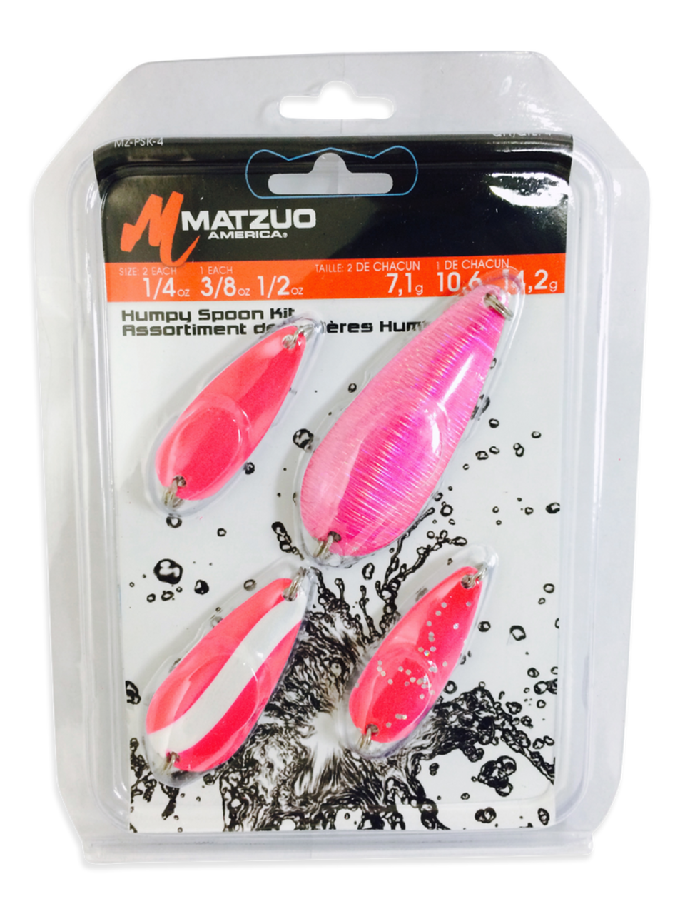 Matzuo Pink Salmon Spoon Kit, 4-pk