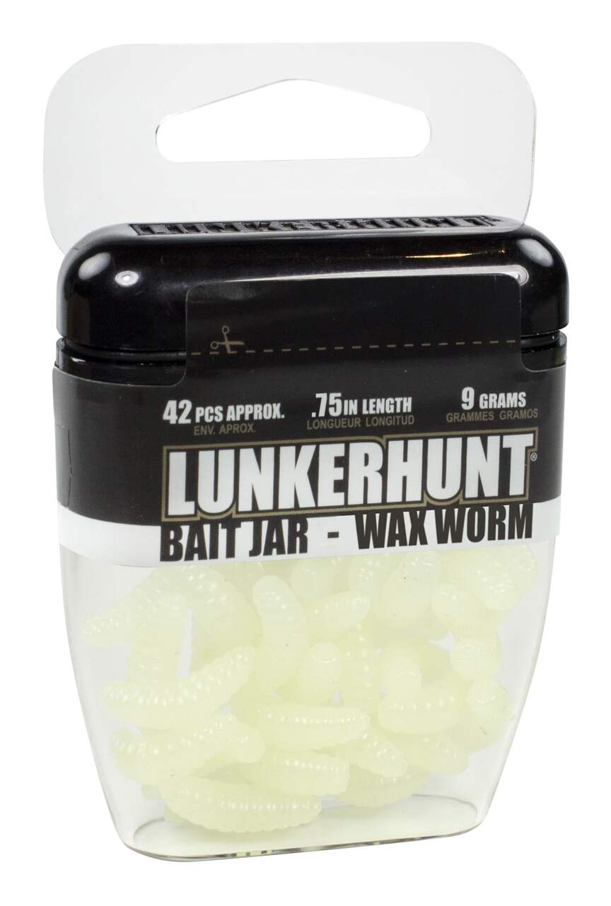 Lunkerhunt Ice Fishing Wax Worm Bait Jar, 9-g