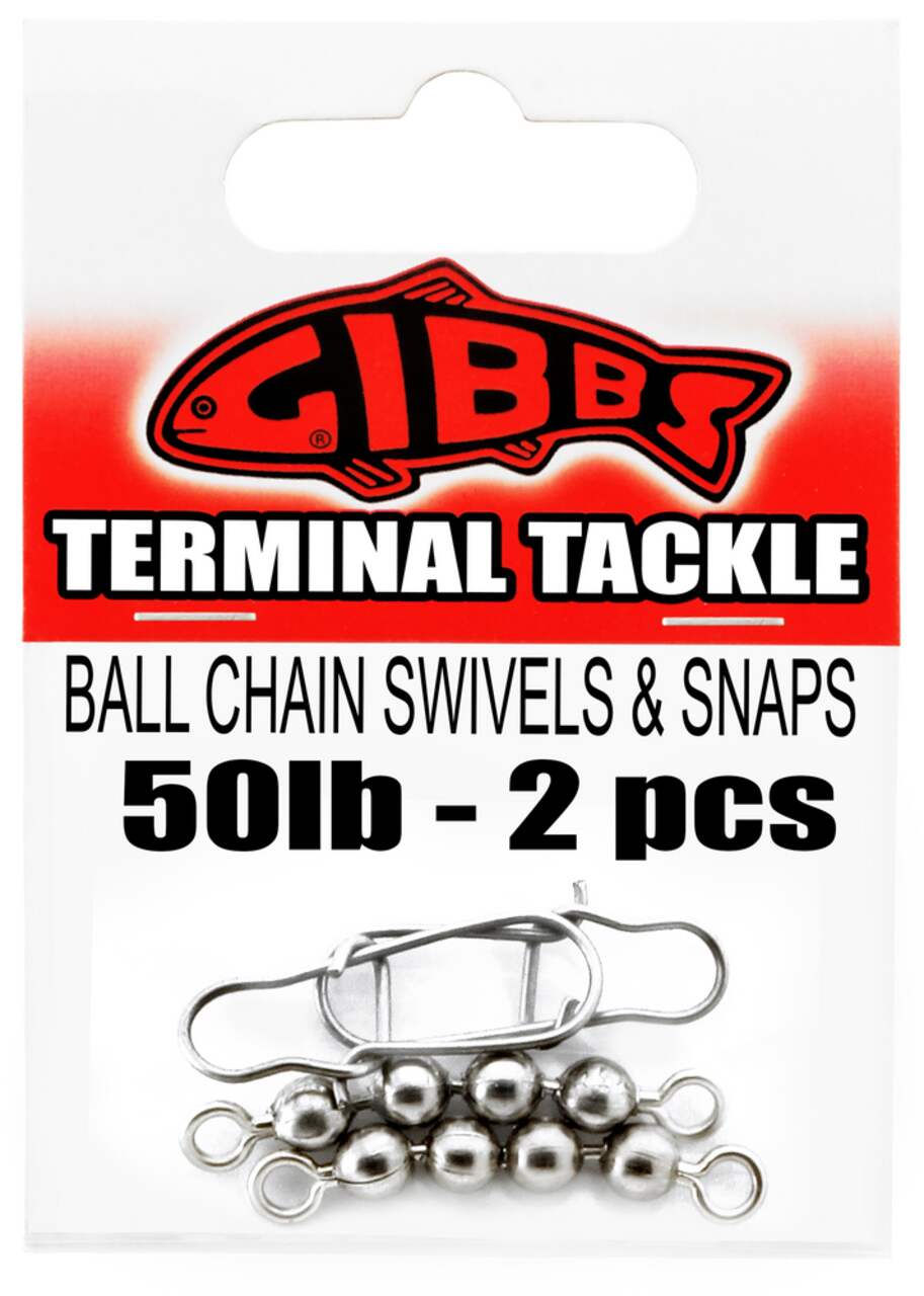 Gibbs Delta Ball Chain Swivel and Snap, 75-lb, 2-pc