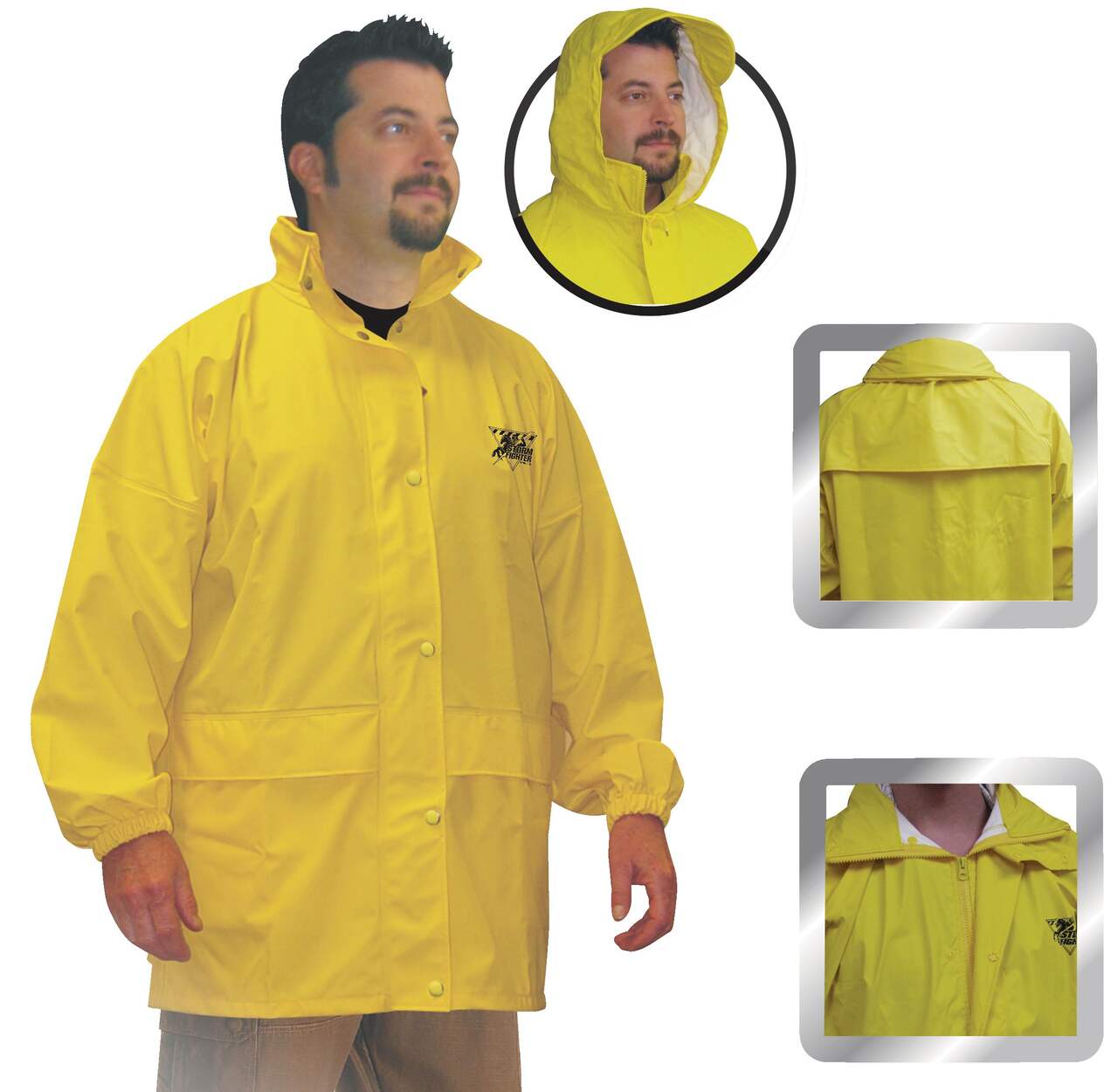 Storm Fighter Adult Waterproof Lightweight Hooded Rain Jacket, Yellow