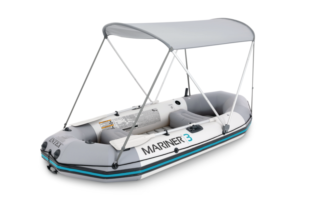 Intex Mariner Inflatable Boat with Canopy & Oars, PVC, Grey