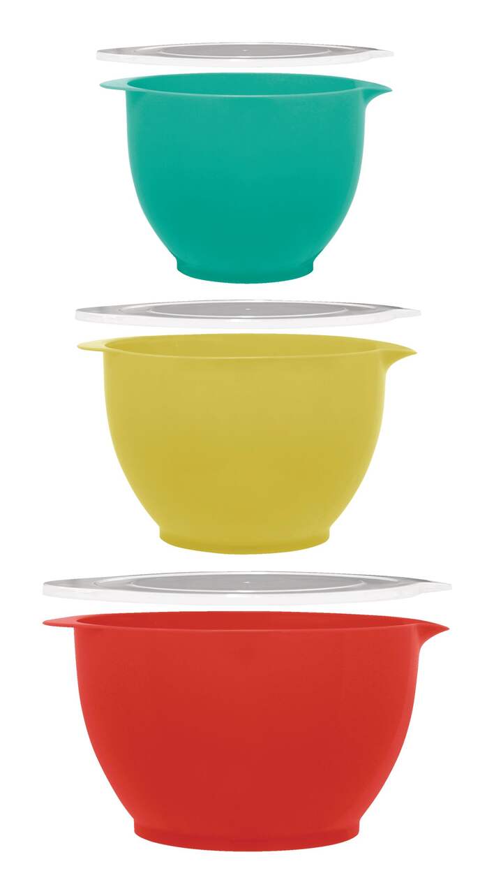 MASTER Chef Plastic Mixing Bowl Set with Lids, Assorted Sizes, 3-pk
