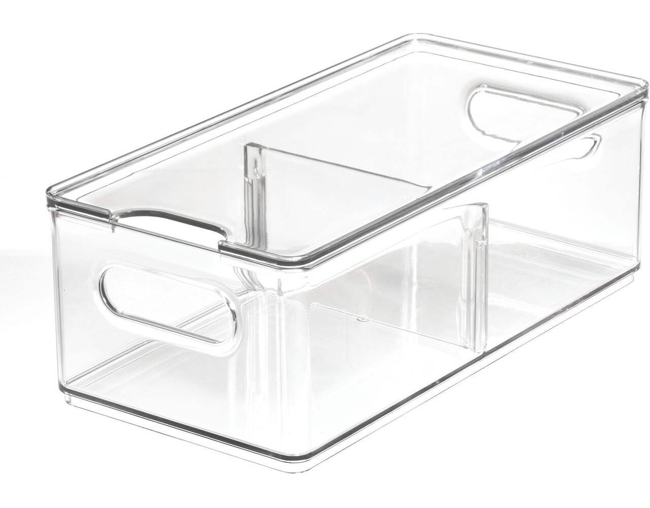 The Home Edit x iDESIGN Clear Plastic Large Divided Stacking Fridge Bin  Storage Organizer with Lid