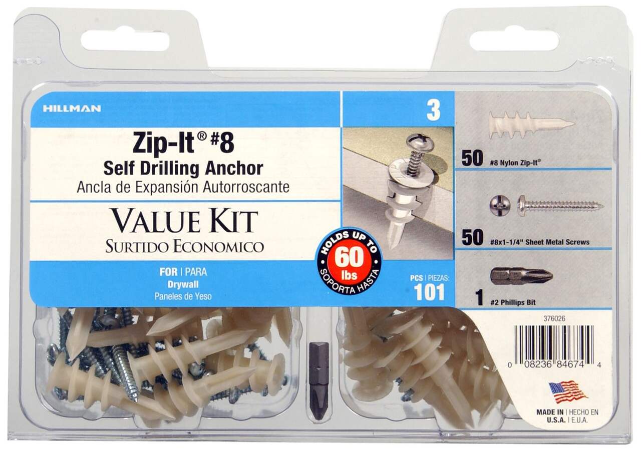 Hillman Zip-It Light Duty #8 Value Kit, Pre-Drilling Required, 101-pk