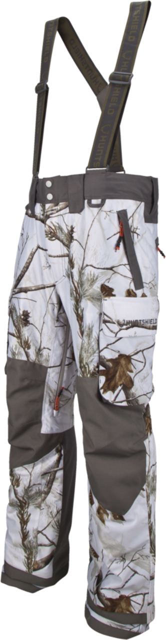 Huntshield Men's Suspender Waterproof Windproof Cargo Hunting Pants, Snow  Camo