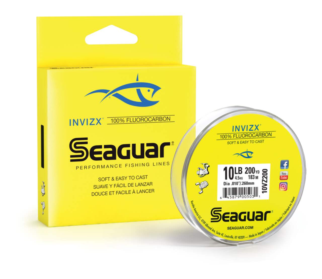 Seaguar InvizX Fluorocarbon Fishing Line, Clear