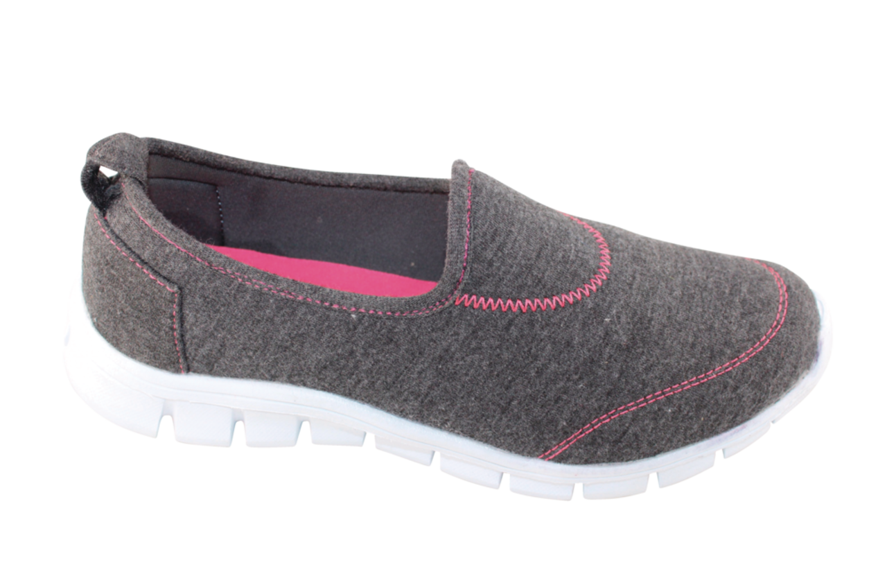 Outbound Women's Athleisure Lightweight Casual Slip-on Shoes, Grey/Pink