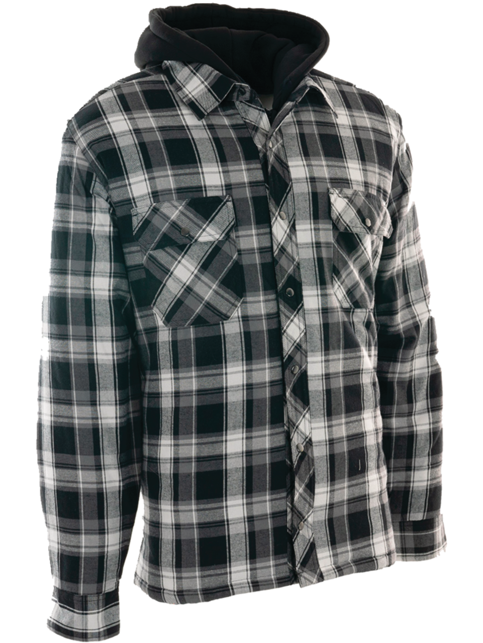 Forcefield Hooded Cotton Flannel Work Shirt with Snap Front Closure,  Assorted Colours