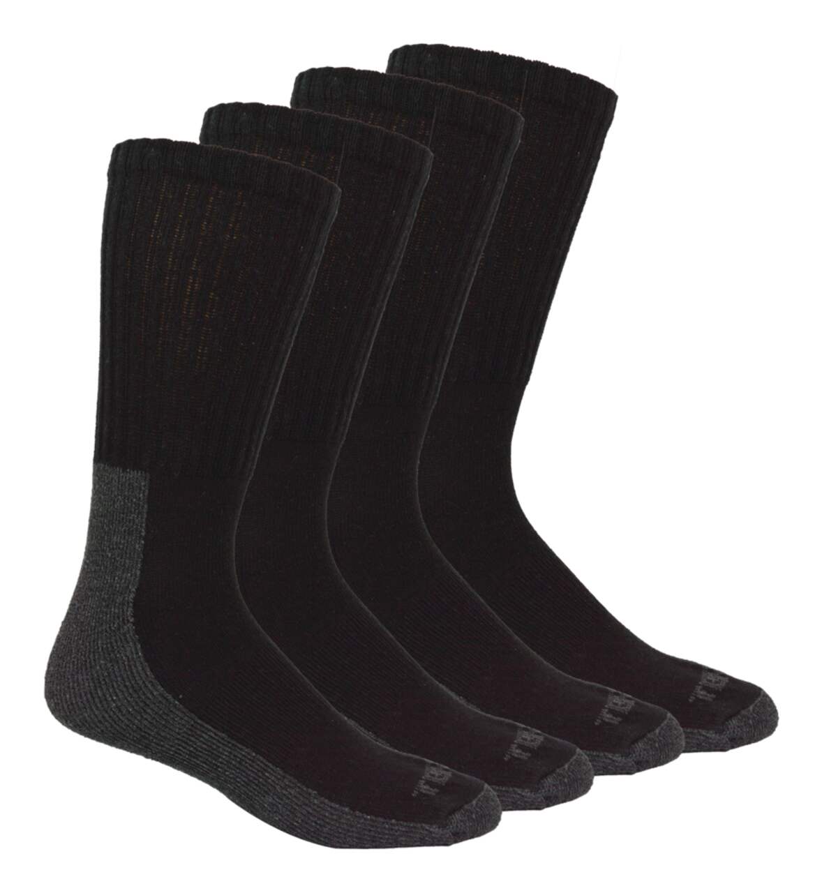 Terra Men's Steel Toe Breathable Work Socks, Fully Cushioned for Comfort,  4-pk, Black
